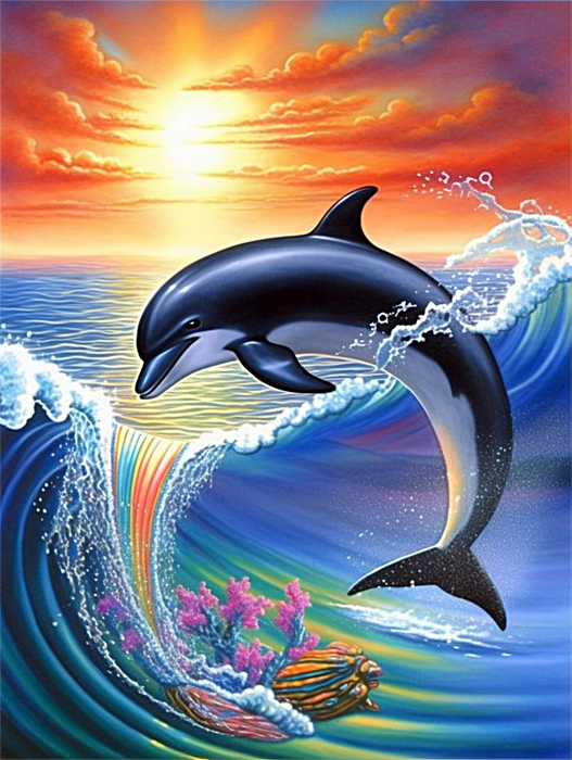 Dolphin Diy Paint By Numbers Kits UK For Adult Kids MJ1751