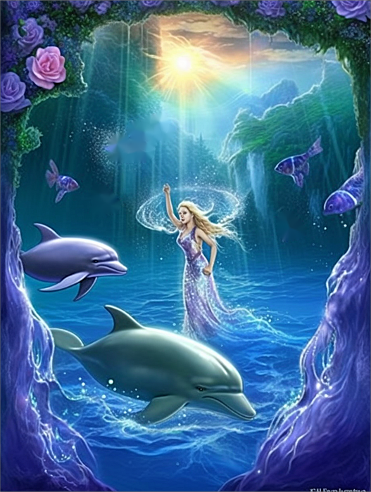 Dolphin Diy Paint By Numbers Kits UK For Adult Kids MJ1753