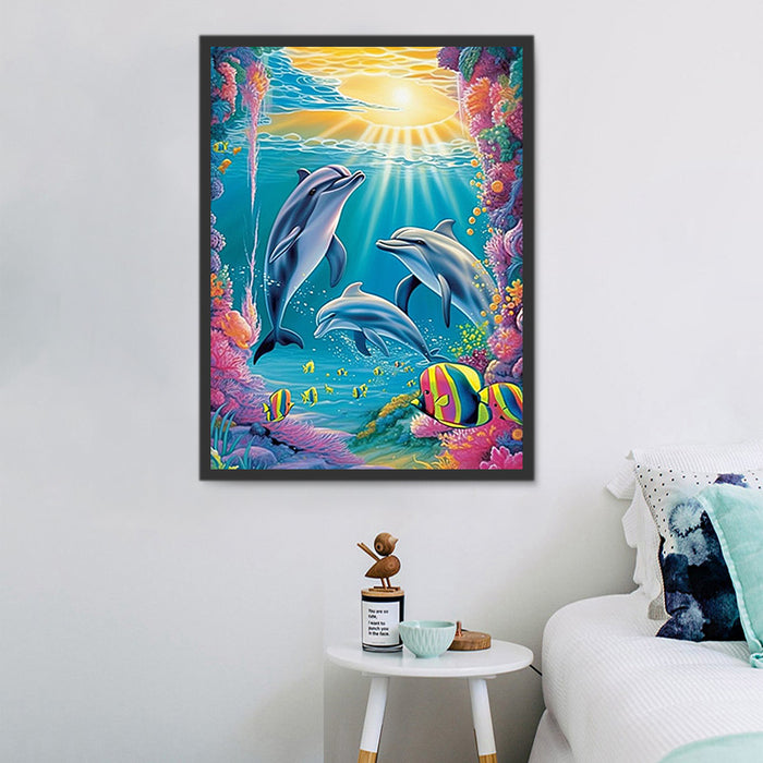 Dolphin Diy Paint By Numbers Kits UK For Adult Kids MJ1759