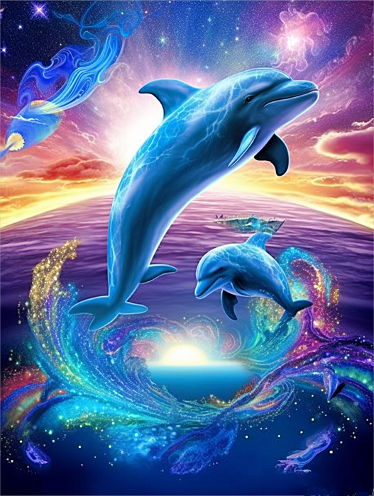 Dolphin Diy Paint By Numbers Kits UK For Adult Kids MJ1760