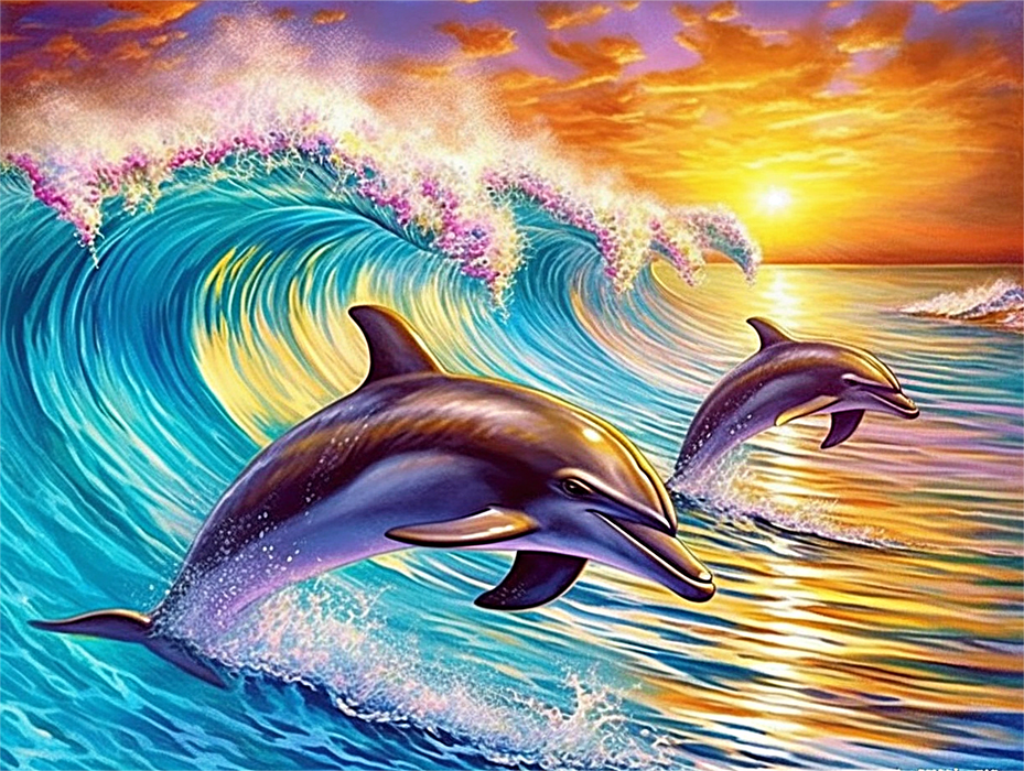 Dolphin Diy Paint By Numbers Kits UK For Adult Kids MJ1769