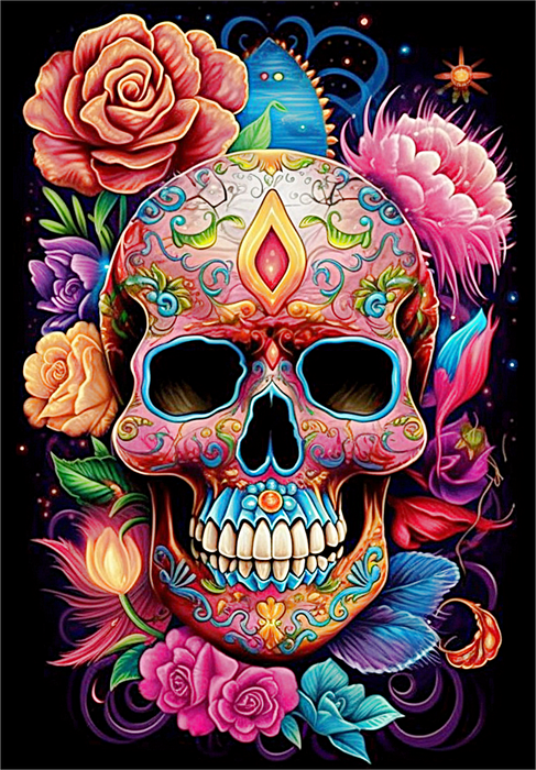 Skull Paint By Numbers Kits UK MJ2082