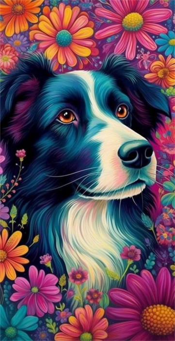 Dog Diy Paint By Numbers Kits UK For Adult Kids MJ9049