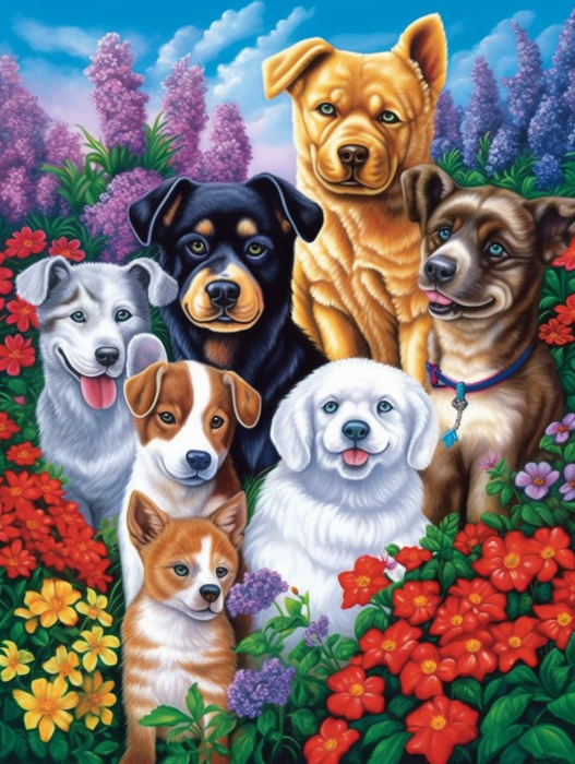 Dog Paint By Numbers Kits UK MJ9095