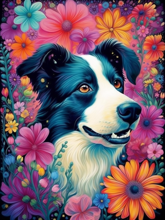 Dog Paint By Numbers Kits UK MJ9119
