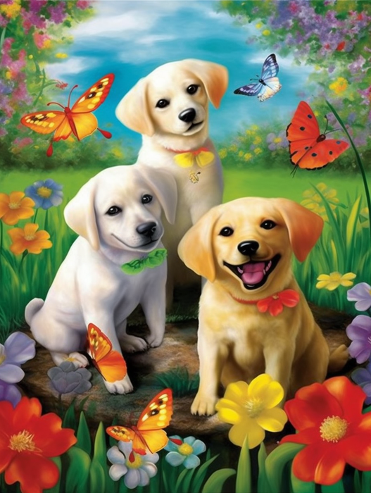 Dog Paint By Numbers Kits UK MJ9151