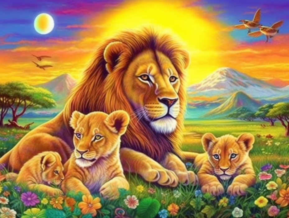 Lion Paint By Numbers Kits UK MJ9202