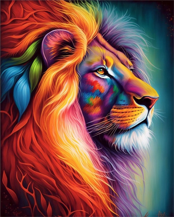 Lion Paint By Numbers Kits UK MJ9240