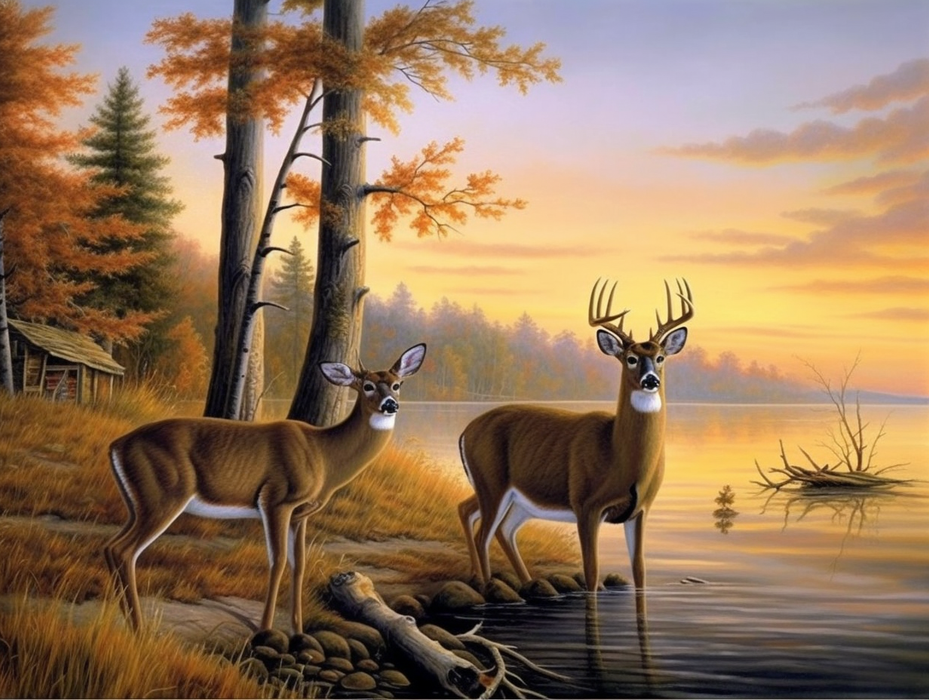 Deer Paint By Numbers Kits UK MJ9278