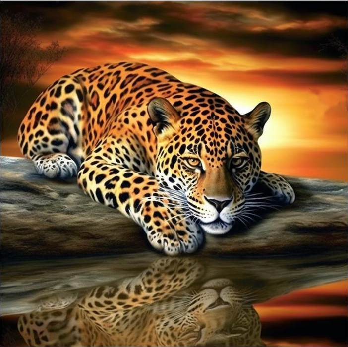 Leopard Diy Paint By Numbers Kits UK For Adult Kids MJ9419