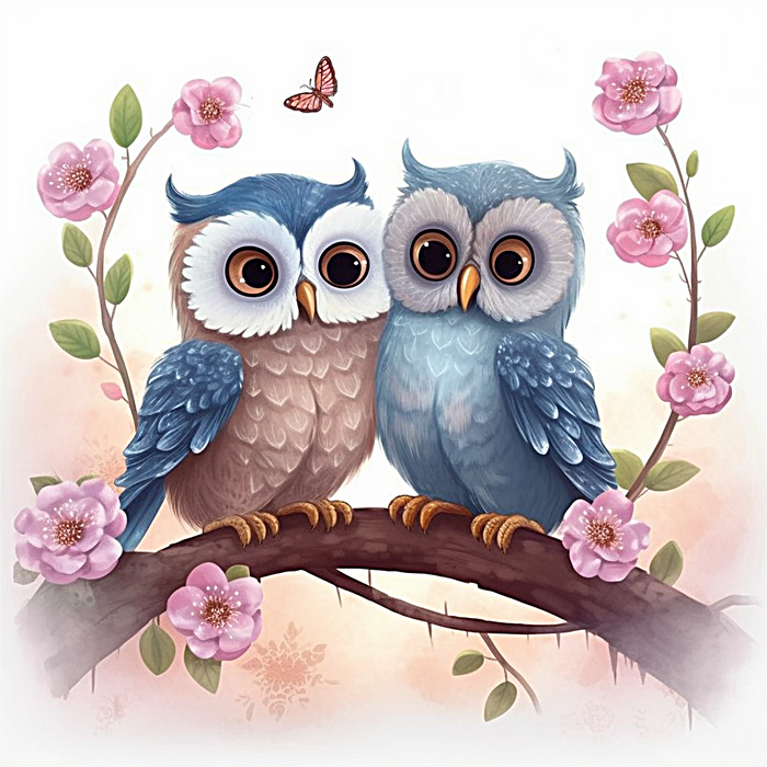 Owl Diy Paint By Numbers Kits UK For Adult Kids MJ9740