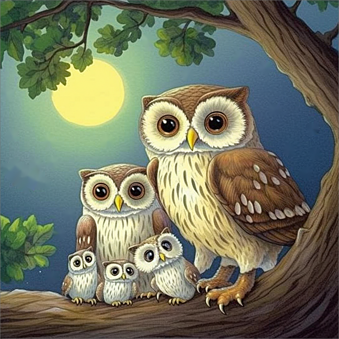 Owl Diy Paint By Numbers Kits UK For Adult Kids MJ9741