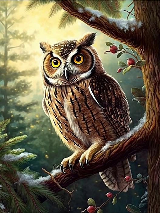 Owl Paint By Numbers Kits UK MJ9767