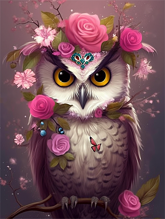Owl Paint By Numbers Kits UK MJ9786