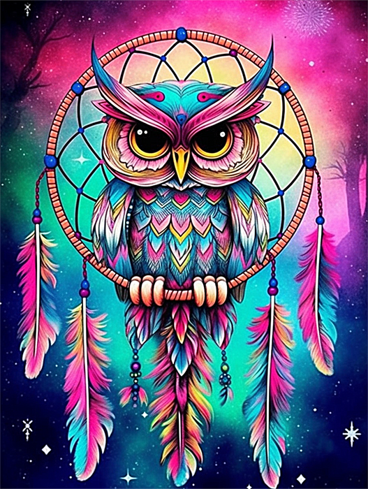 Owl Paint By Numbers Kits UK MJ9801