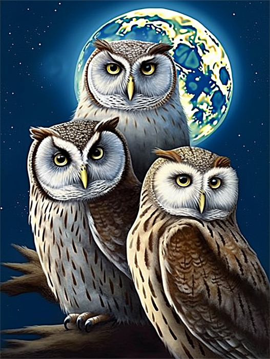 Owl Paint By Numbers Kits UK MJ9803