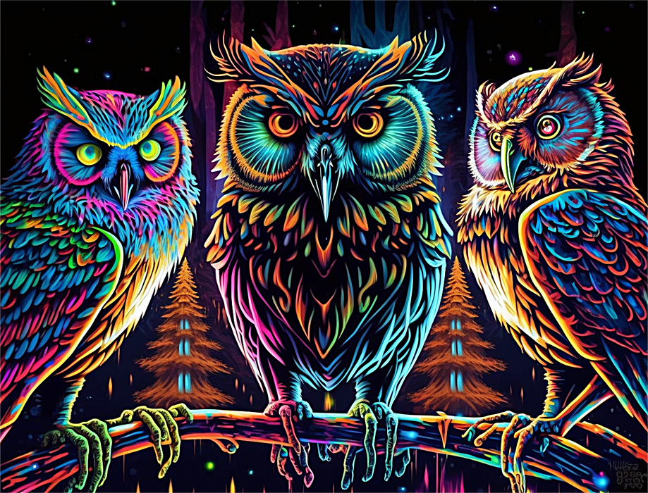 Owl Paint By Numbers Kits UK MJ9809