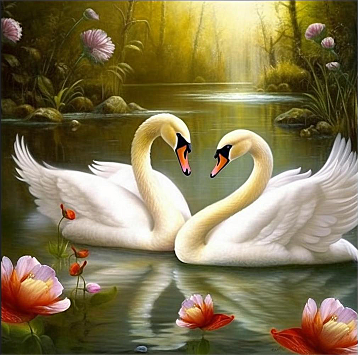 Swan Diy Paint By Numbers Kits UK For Adult Kids MJ9869