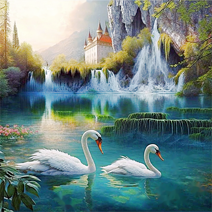 Swan Diy Paint By Numbers Kits UK For Adult Kids MJ9873