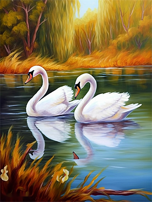 Swan Paint By Numbers Kits UK MJ9888